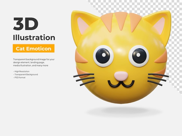 PSD schattige gezichtsuitdrukking kat emoticon sticker 3d icoon illustratie