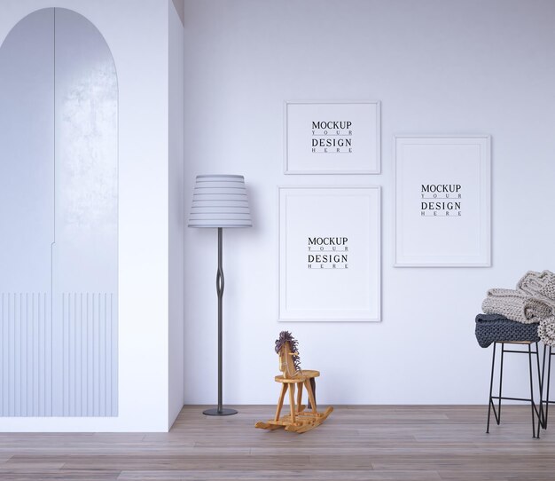 Schattige kinderkamer met mockup poster