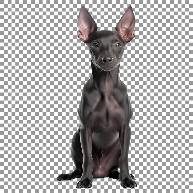 PSD schattige kleine puppy van het xoloitzcuintli-ras geïsoleerd op transparante achtergrond