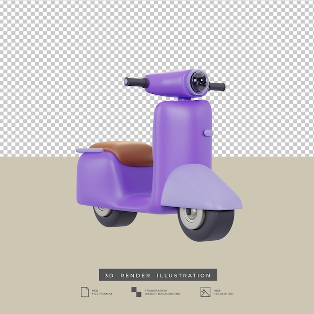 schattige minimalistische paarse scooter 3d illustratie