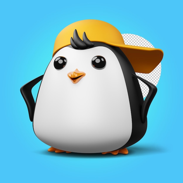 Schattige pinguïn schattige dieren 3D-rendering illustratie