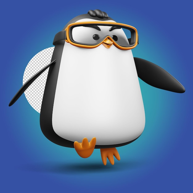 Schattige pinguïn schattige dieren 3D-rendering illustratie