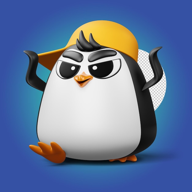 Schattige pinguïn schattige dieren 3D-rendering illustratie