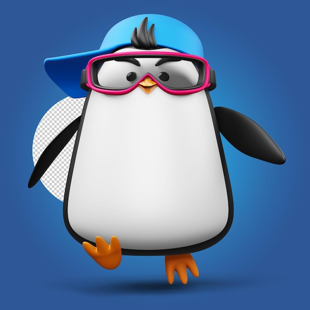 Schattige pinguïn schattige dieren 3D-rendering illustratie