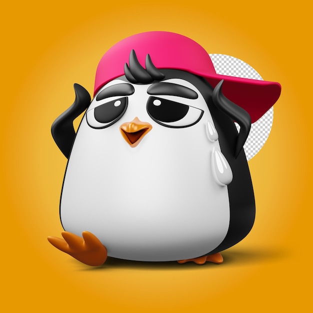 Schattige pinguïn schattige dieren 3D-rendering illustratie