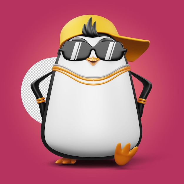 Schattige pinguïn schattige dieren 3D-rendering illustratie
