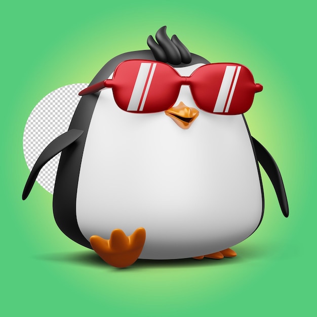 Schattige pinguïn schattige dieren 3D-rendering illustratie