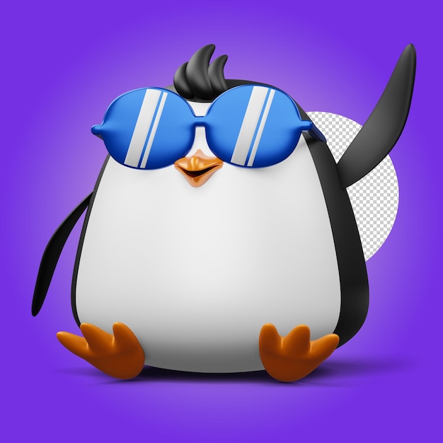 Schattige pinguïn schattige dieren 3D-rendering illustratie