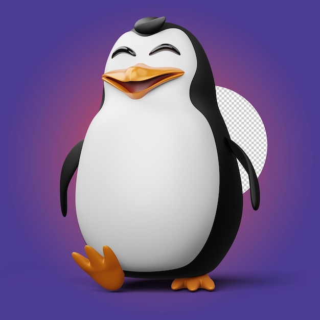 Schattige pinguïn schattige dieren 3D-rendering illustratie
