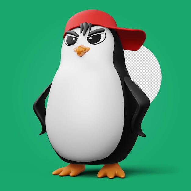 Schattige pinguïn schattige dieren 3d-rendering illustratie