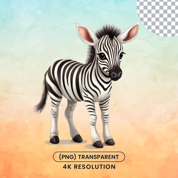 PSD schattige zebra baby sticker illustratie op een transparante achtergrond