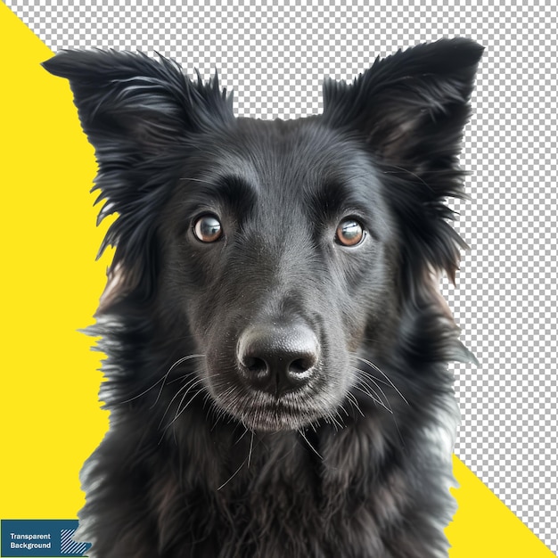 PSD schattige zwarte groenendael sheepdog closeup transparante achtergrond png psd