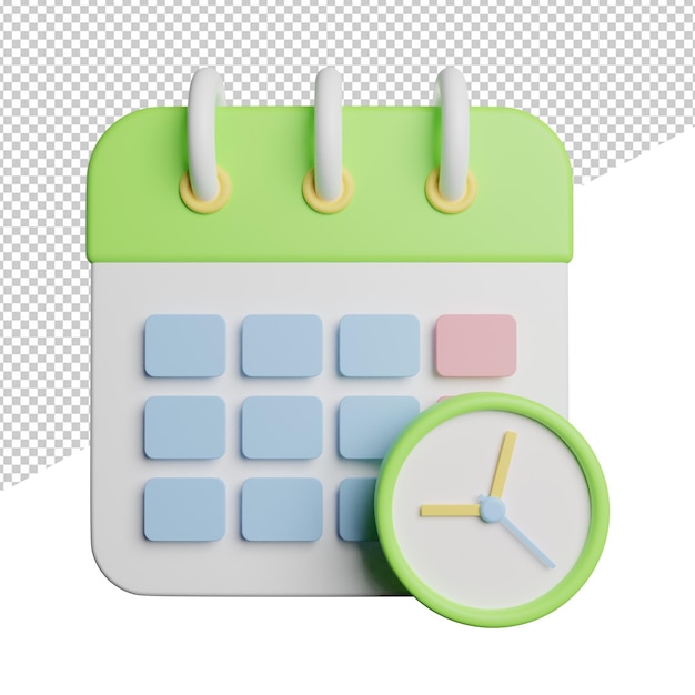 Schedule Event Reminder front view 3d icon rendering illustration on transparent background