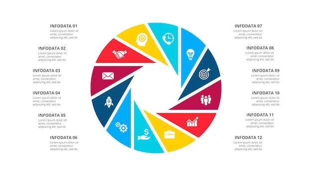 Schemat Cyklu Z 12 Opcjami Lub Krokami Infografika Do Prezentacji Biznesowej