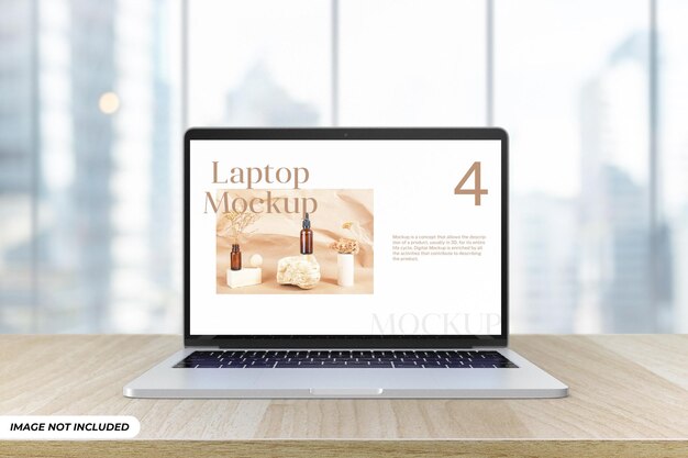 PSD scherm laptop device mockup op tafel