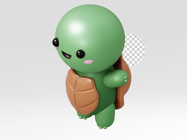 Schildpad schattig karakter cartoon 3d illustratie.