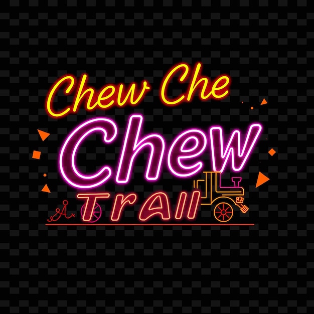 Schitterende Chew Chew Train Text in Neon Rood en Helder Oranje met een Vi Neon Delicious Typography Designb