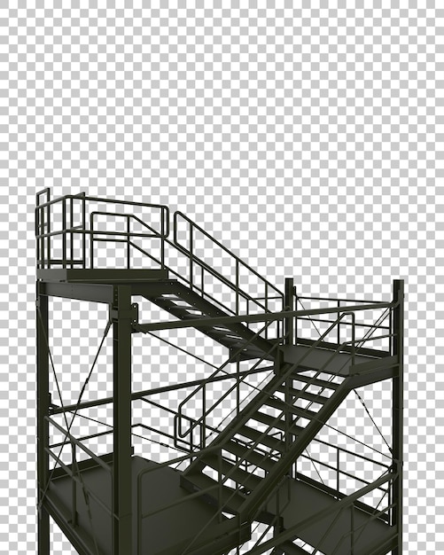 PSD schody ewakuacyjne przeciwpożarowe izolowane na przezroczystym tle ilustracja renderingu 3d