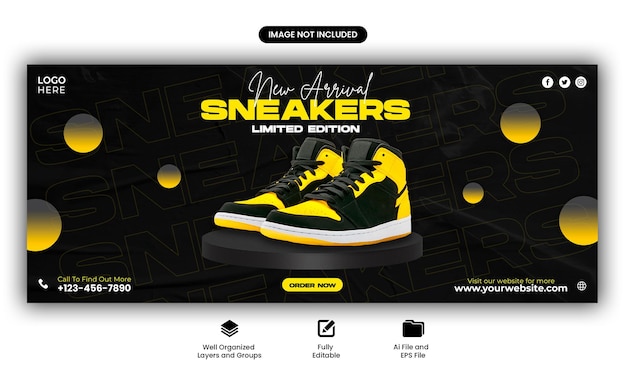 PSD schoenen verkoop social media post facebook post cover sjabloonontwerp voor spandoek