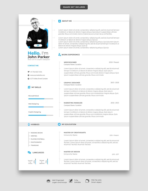 Schone en moderne CV-portfolio of CV-sjabloon