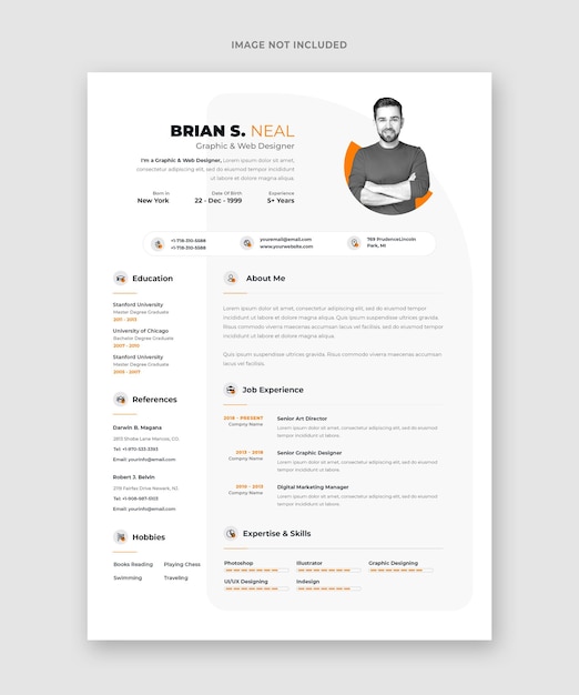 PSD schone en moderne cv-portfolio of cv-template