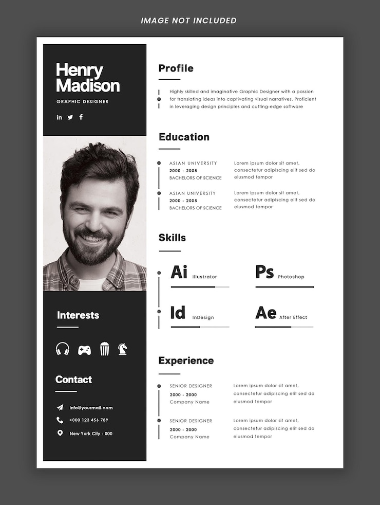 PSD schone en moderne cv-sjabloon