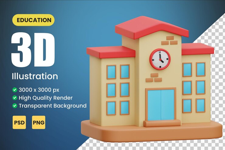 PSD иллюстрации школьных 3d-значков