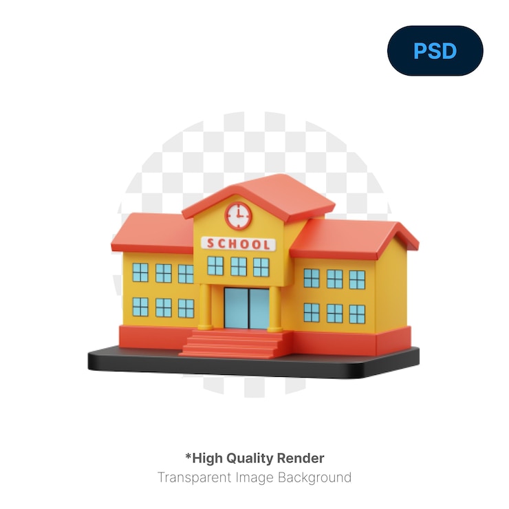 PSD 학교 3d 아이콘 프리미엄 psd