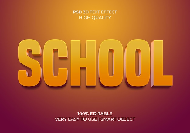 School 3d text effect Premium Psd