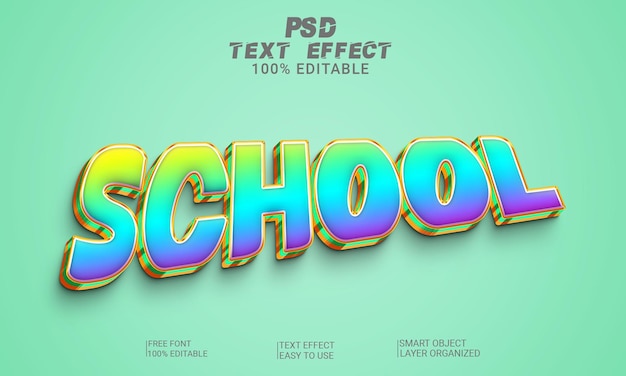 School 3d text effect style