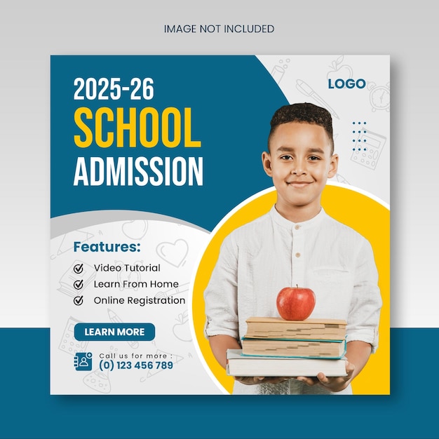 School admission or back to school educational social media post or squire banner