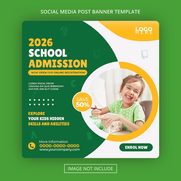 PSD school admission back to school social media post free psd