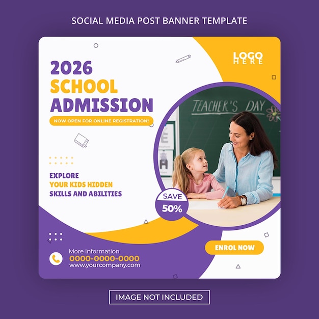 School admission banner poster flyer