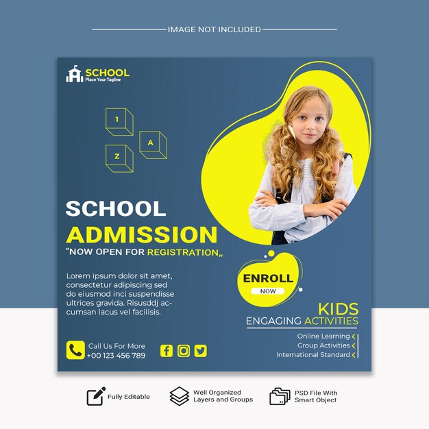 Modello psd premium per banner di ammissione alla scuola