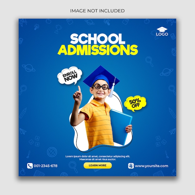 School admission banner template or square