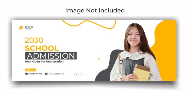 School admission cover social media template design