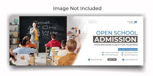 School admission cover social media template design