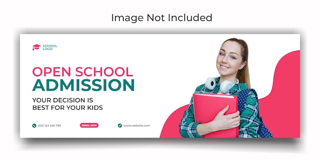 School admission cover social media template design