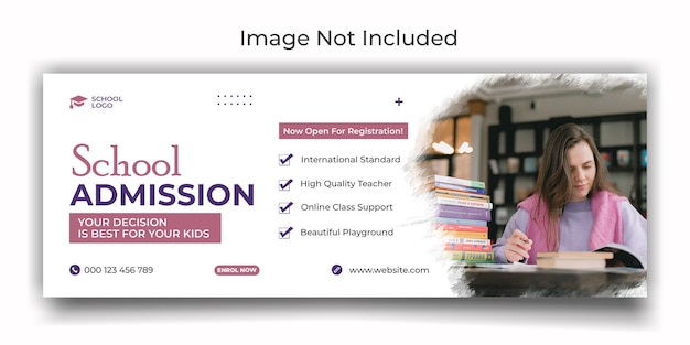 school admission cover social media template design
