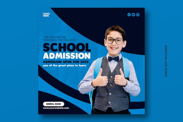 School admission education social media post template