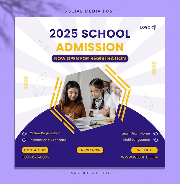 School Admission Enroll Now Now Open For Registration Social Media Post Illustration Vector Stock