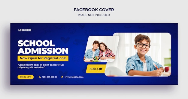 Copertina della timeline di facebook per l'ammissione alla scuola e modello web