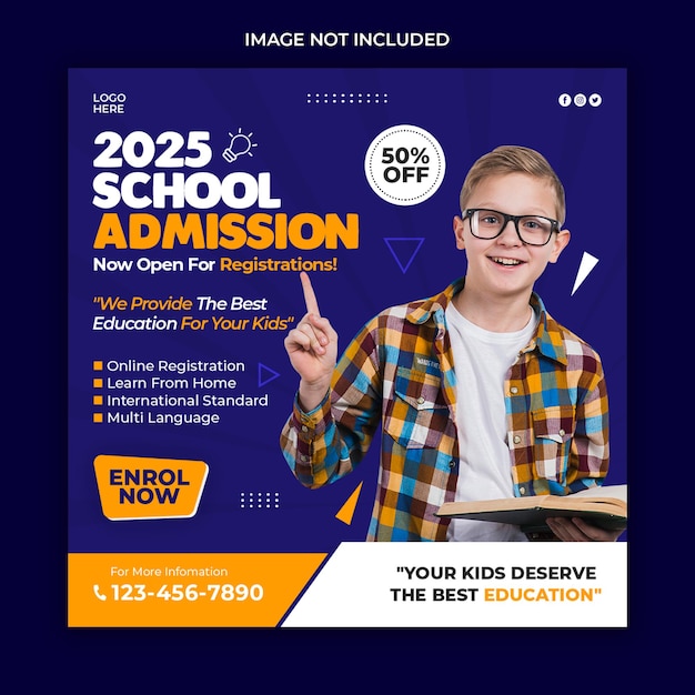 school admission instagram post banner template
