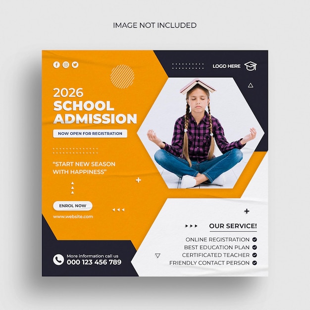 School admission instagram post or square web banner template