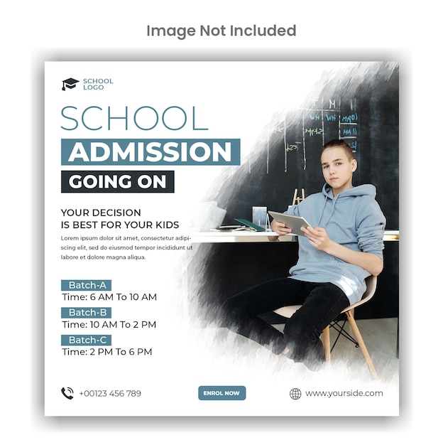 PSD school admission instagram or social media template design