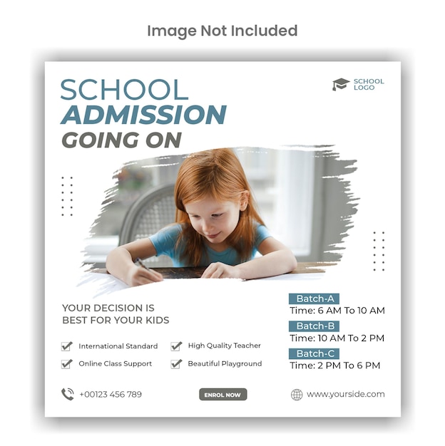 School admission instagram or social media template design