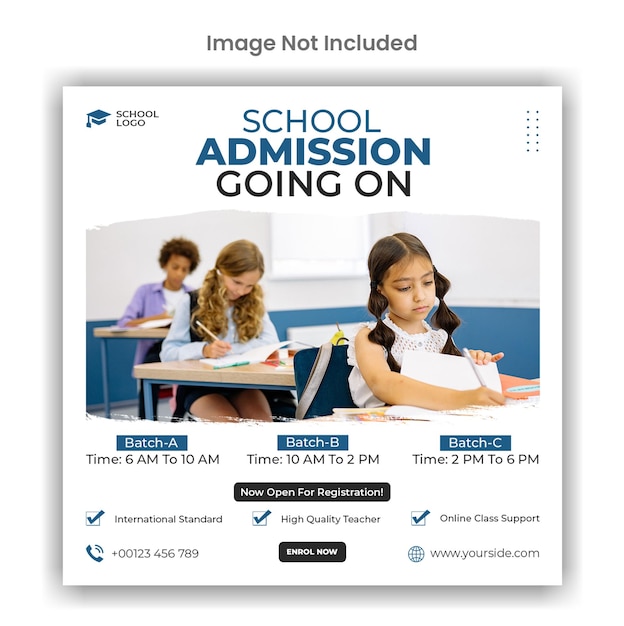 School admission instagram or social media template design