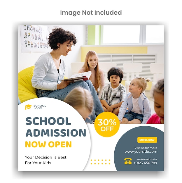 School admission instagram or social media template design