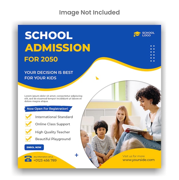 School admission instagram or social media template design