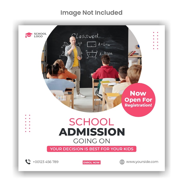 School admission instagram or social media template design
